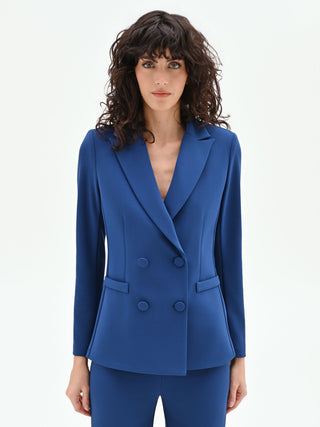 Bright blue double-breasted jacket