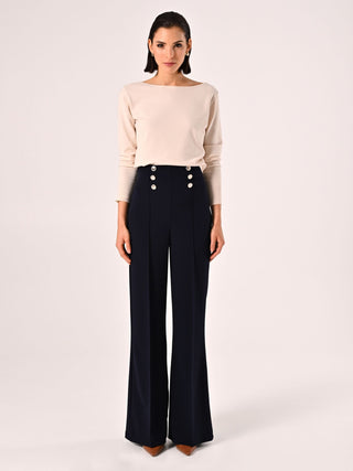 Blue Trousers with Sailor-style Buttons
