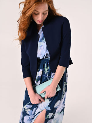 Short Blue Jacket with Rounded Edges