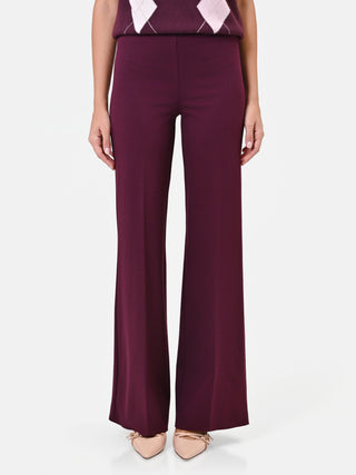 Pantalone a palazzo bordeaux con piega centrale