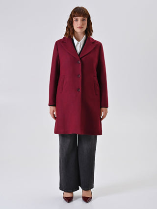 Curvy Burgundy Midi Coat