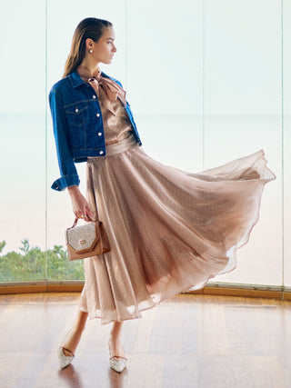 Bronze skirt with allover rhinestones