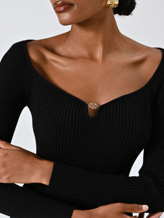 Black Ribbed Knit Dress