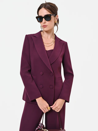Studio Double-Breasted Red Bordeaux Crepe Jacket