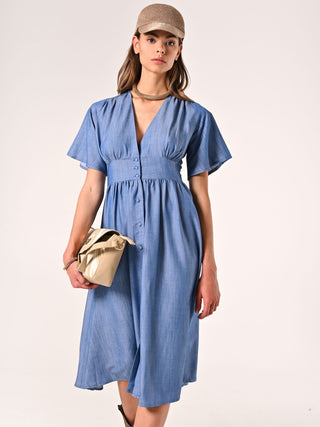 Robe chemise en chambray