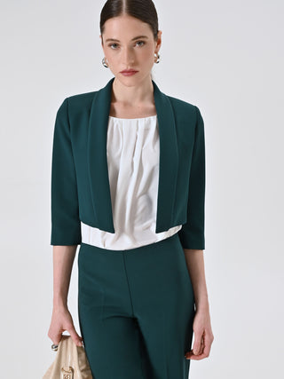 Cropped Green Jacket in Technical Fabric