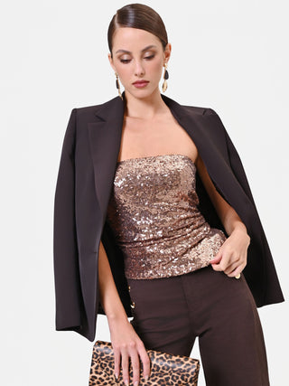 Bronze Draped Bandeau Top