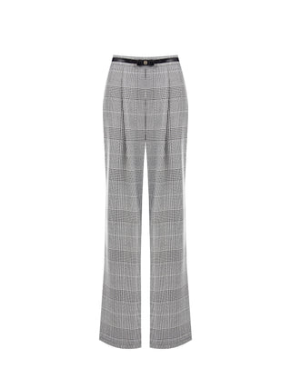 Pantaloni Ampi Check su Pied de Poule