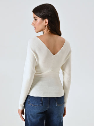 Pull blanc col en V