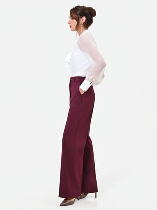 Studio Burgundy Red Center-Crease Trousers