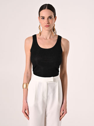 Top aus Lurex in Schwarz