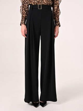 Black Trousers with Gold Buckle Belt