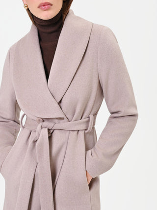 Cappotto midi tortora beige con cintura