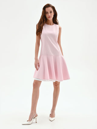 A-Linien-Kleid aus Baumwollsatin in Rosa