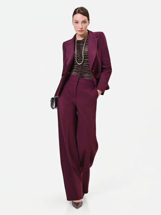 Pantalone a palazzo bordeaux rosso in tessuto tecnico