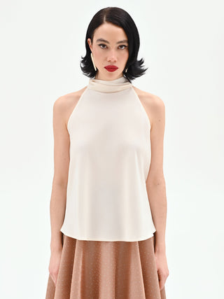 Cremefarbenes Neckholder-Top