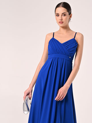 China Blue Empire-Waist Georgette Dress