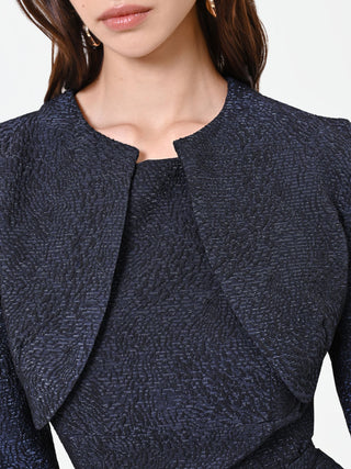 Navy Blue Jacquard Bolero