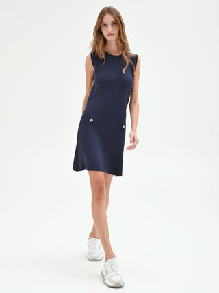 Marineblaues Strickkleid