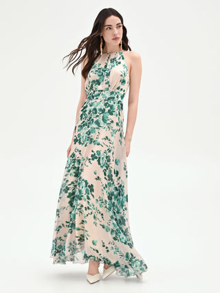 Florales Maxikleid in Grün