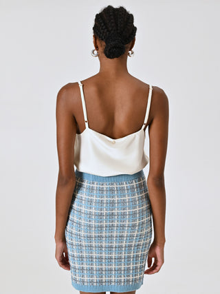 White Top with Draped Neckline