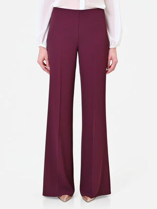 Pantalone a palazzo fluido bordeaux in cadi