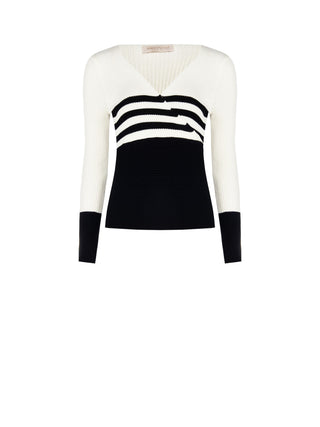 Striped Wrap Cardigan in Black & White