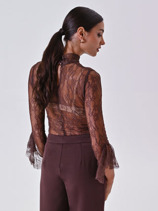 Brown Lace Sweater