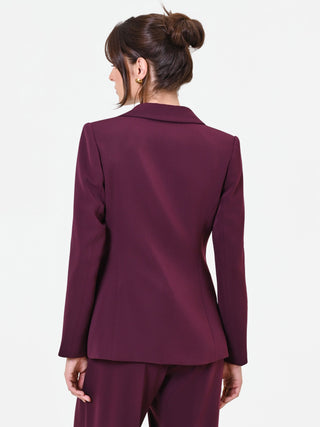 Studio Double-Breasted Red Bordeaux Crepe Jacket