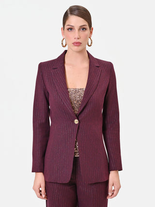Chaqueta de mezcla de viscosa burdeos con raya diplomática