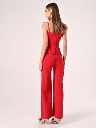 Red Sheath Dress with Bustier Neckline