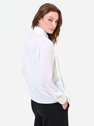 Cream White Georgette Blouse with Sash