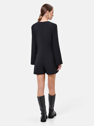 Black Asymmetric Wrap Playsuit