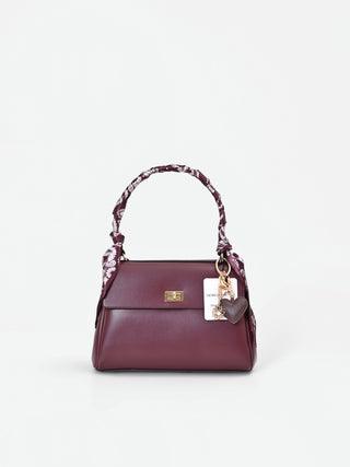 Bordeaux handbag with Giorgia Palmas X Rinascimento scarf