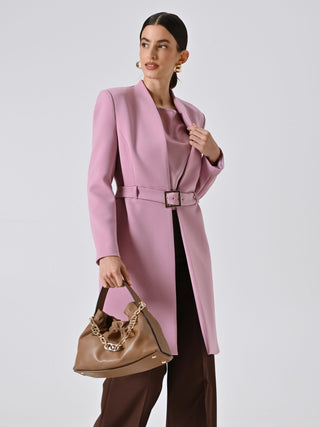 Spolverino Rosa Malva con Fibbia Geometrica