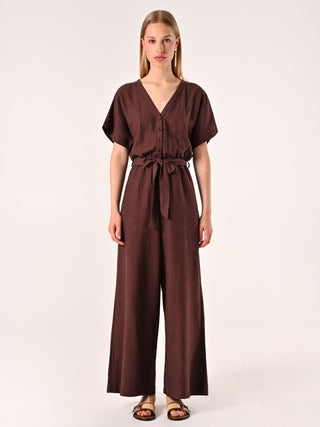 Chocolate Jumpsuit in Linen Cotton