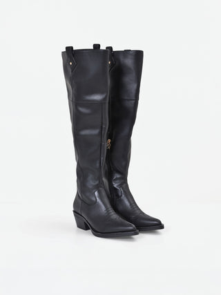 Stivale nero stile texano con gambale alto