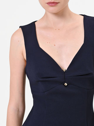 Robe fourreau bleu marine à détail piercing