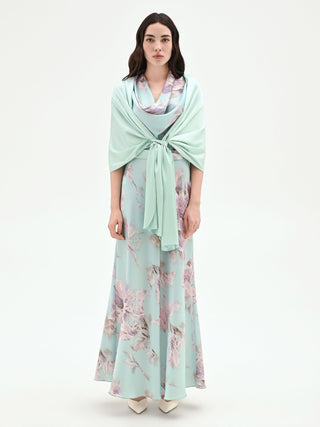 Mint Green Satin Stole with Knot