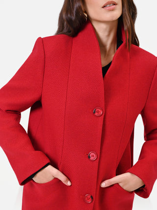 Cappotto monopetto rosso con collo a listino