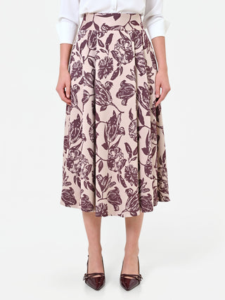 Gonna jacquard fantasia rosso bordeaux
