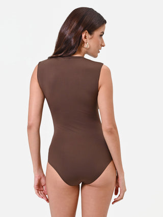Brown Microfibre Body with Tulle Insert