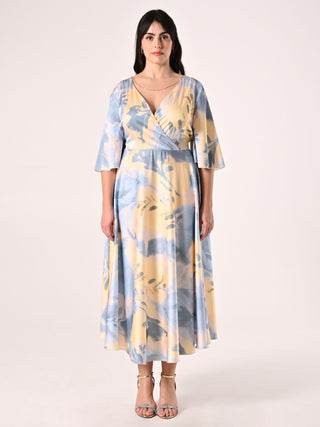 Long Curvy Dress with Abstract Floral Print