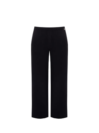 Pantalon curvy noir en lin et viscose