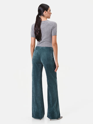 Petrolgrüne High-Waist-Palazzohose