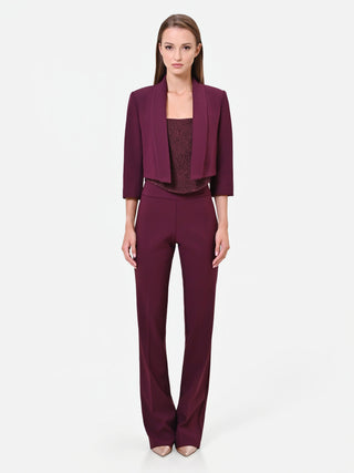 Open short jacket in burgundy technical fabric