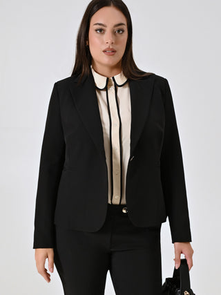 Curvy One-Button Black Jacket