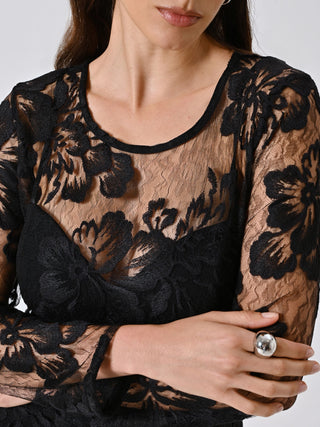 Tubino in Pizzo Nero con Profili Bustier