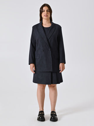 Curvy Denim-Effect Jacket in Slub Milano Stitch