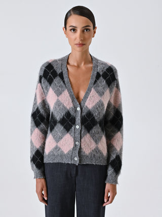 Cardigan Jacquard Fluffy Rombi